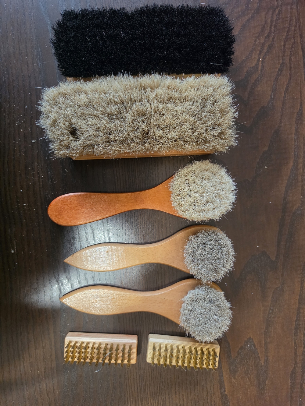 Wooden Handle Multi-Purpose Cleaning Brush Set in Brown and Black